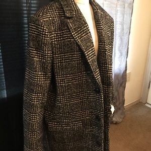 Black And White Notch Color Longline Coat